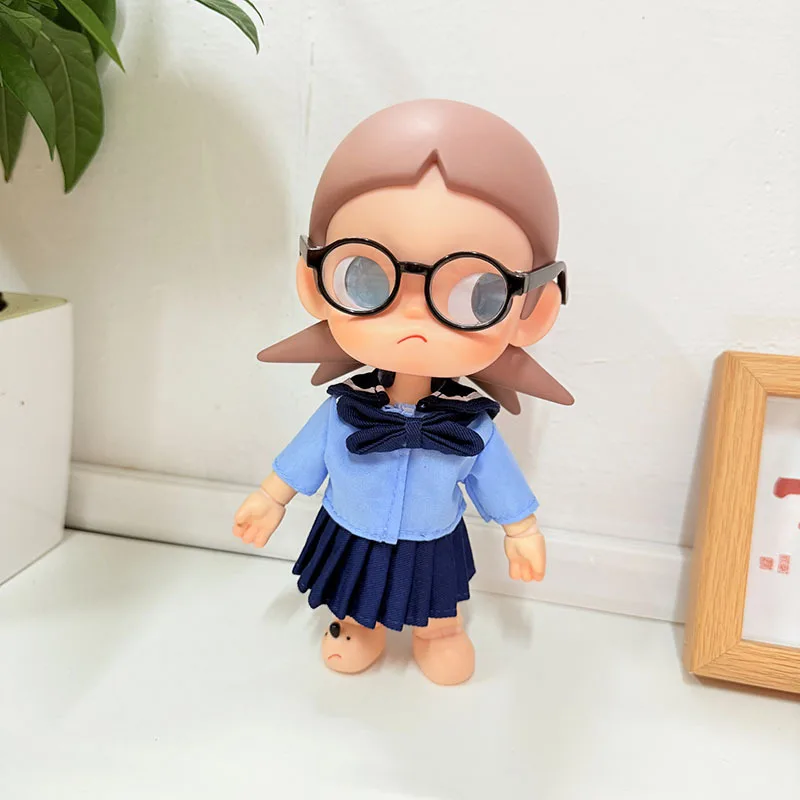 2025 Hot Sale Movable Doll Clothes 20cm Cute Student Skirt Fashion BJD Doll Clothes Ocean Breeze Style with Funny Glasses