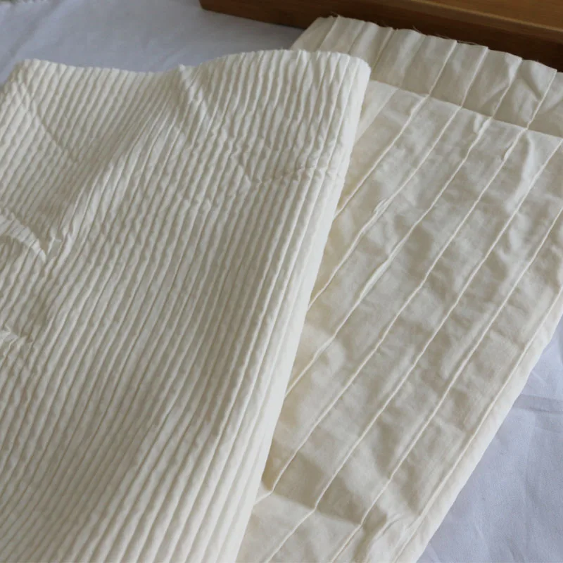 Japanese Style Simple Raw White Solid Color Stripes Heavy Industry Pure Cotton Hollow Stripes Clothing Fabrics Cloth DIY