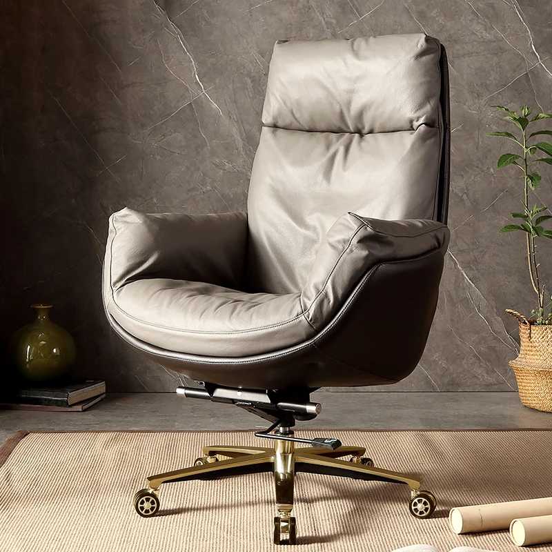 Chaise de Bureau Ergonomique en Cuir, Fauteuil Inclinable de Gaming, Mobilier de Salon