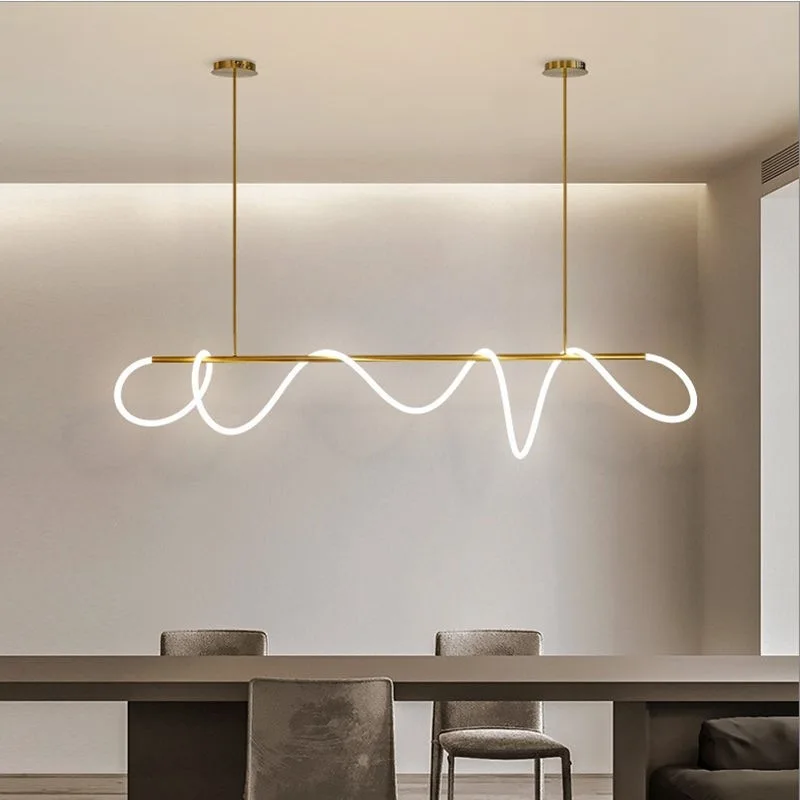 Modern Long Hose LED Ceiling Pendant Light, Minimalist Pendant Light, Living Room, Creative Bar, Bedroom, Dining Room, Line Ligh