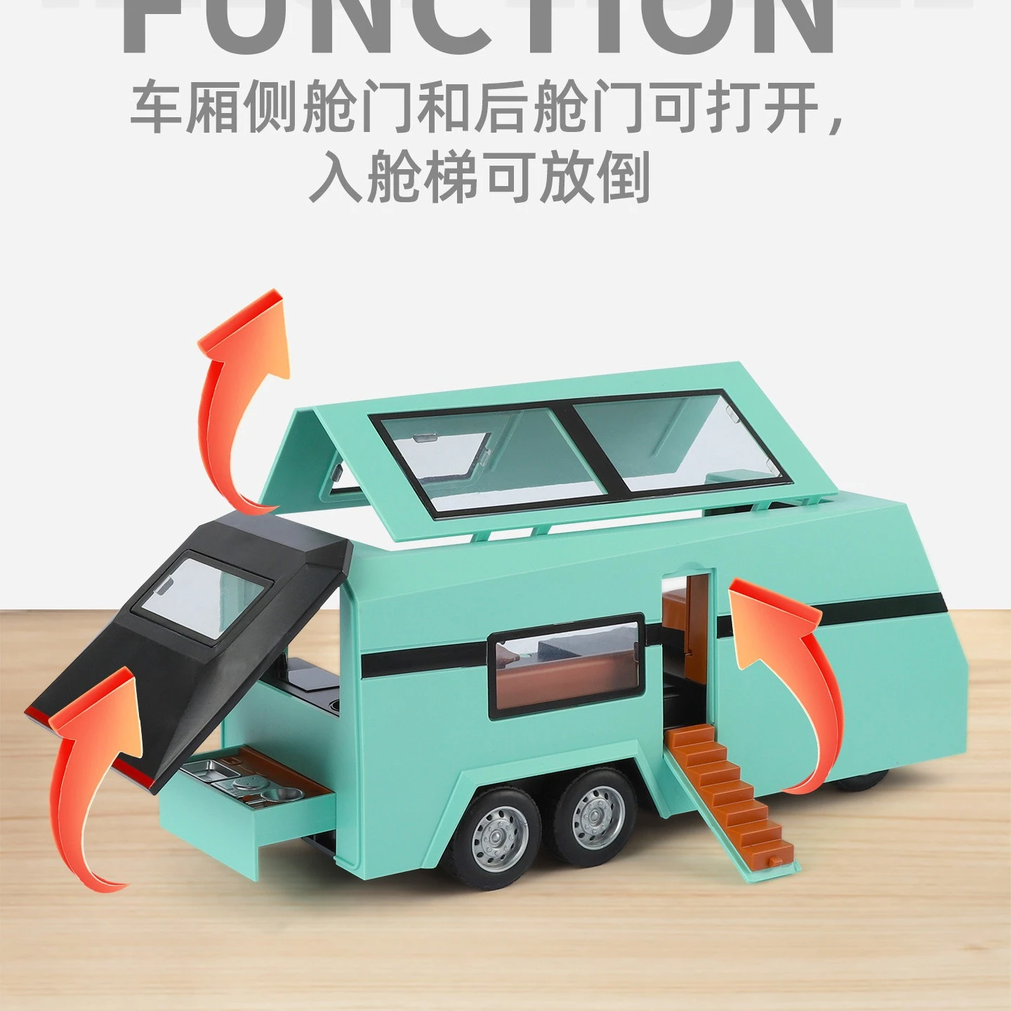 รถบรรทุกไซเบอร์ทรัค 1:24 รถกระบะพร้อมรถพ่วง รถบ้าน ของเล่นโลหะผสม รถออฟโรด โมเดลรถไดแคสต์ ของขวัญสำหรับเด็กผู้ชาย ของสะสม ของตกแต่ง