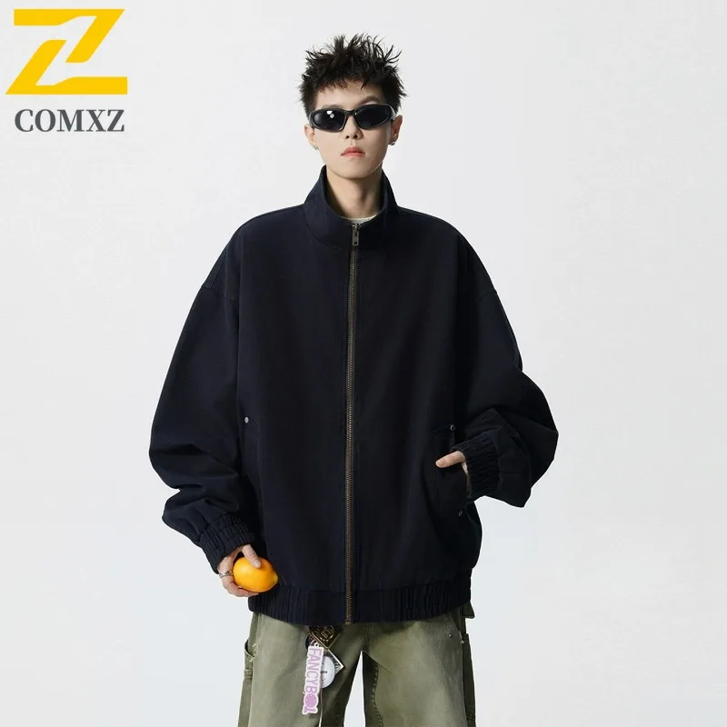 

COMXZ Мужская хлопковая куртка Chaqueta в стиле ретро, корейская модная дышащая уличная куртка для рыбалки и прогулок, повседневный минималистичный плащ