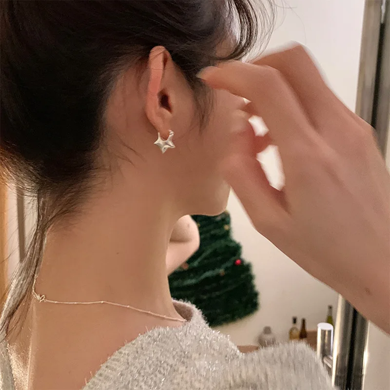 High Quality Trendy Star Design 925 Silver Needle Ladies Stud Earrings Jewelry For Women Birthday Gifts Anti Allergy