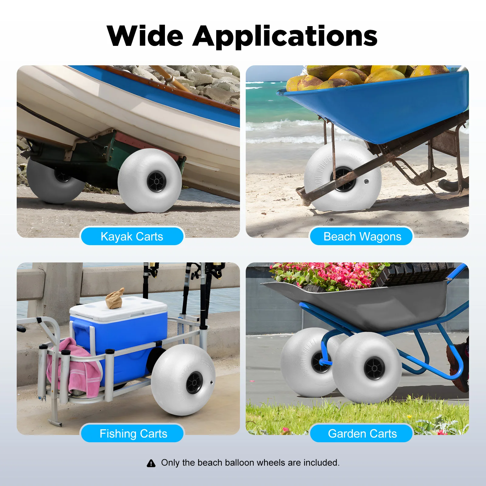 2Pcs 16" Balloon Wheel Beach Sand Tires Replacement for Kayak Dolly Cart Buggy