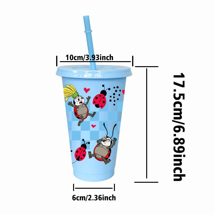 12 pièces/paquet Disney, coccinelle, tasse d'eau en plastique multicolore de 26oz, ensemble de boissons de fête, cadeau d'anniversaire/de rentrée scolaire