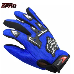 Luvas de couro para crianças, dedo inteiro, motocross, moto, corrida, crianças, verão