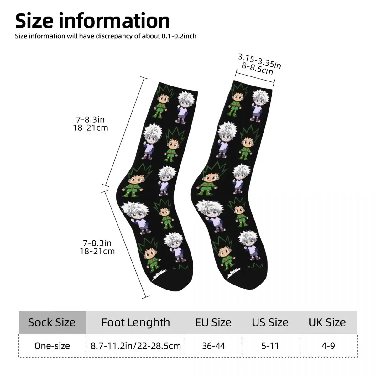 Hunter X Hunter Gon Killua Zoldyck Socks Men Women Fashion Socks High Quality Spring Summer Autumn Winter Middle Tube Socks Gift