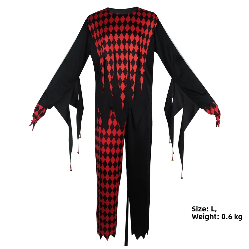 Loween película de terror asesino mal tarjeta de póker payaso Cosplay Par disfraz ropa tradicional de mujer puesta en escena