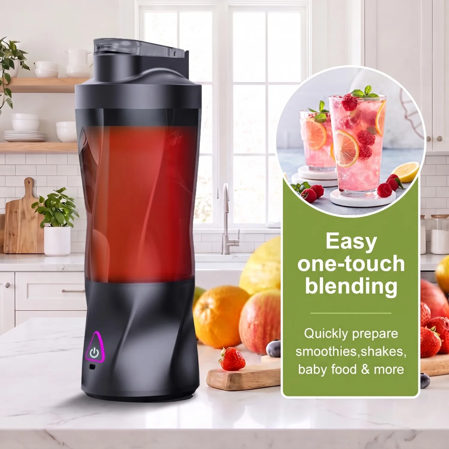 20oz Portable Electric Blender 6000mAh USB Rechargeable 6 Blades Juicer Cup for Smoothies Travel