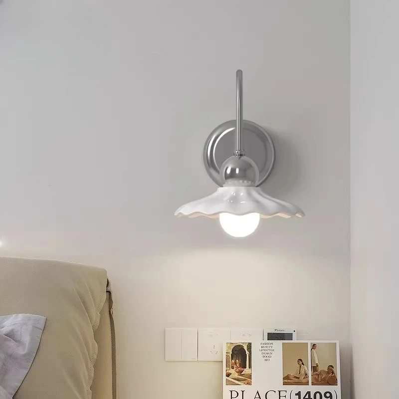 

Full Spectrum Eye Protection Bedroom Bedside Wall Lamp Parlor Study Staircase Corridor Creative French Style Ceramic Wall Lights