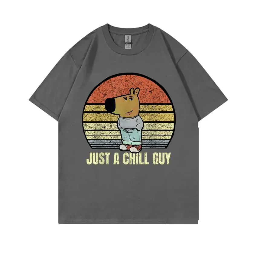 Vintage I'm Just A Chill Guy Funny Meme T Shirts Men Women Fashion Crewneck Oversized T-shirts Men's Pure Cotton Short Sleeve