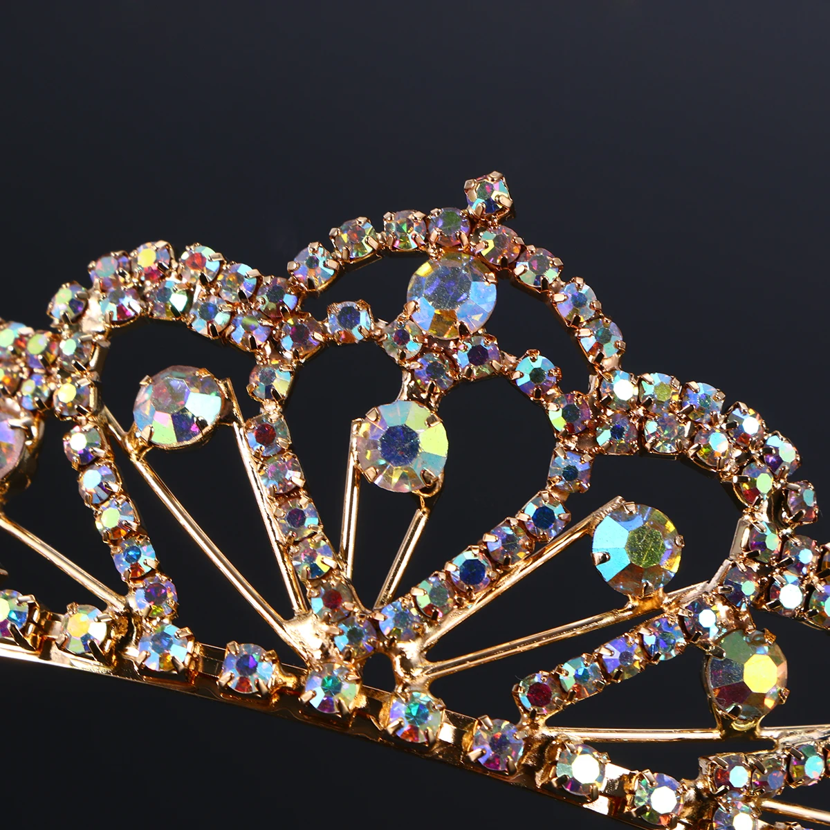 

Sparkle Colorful Rhinestone Tiara Crown Bridal Wedding Headpiece Diamond Crystal Party Dance Engagement Golden Tiara Headband