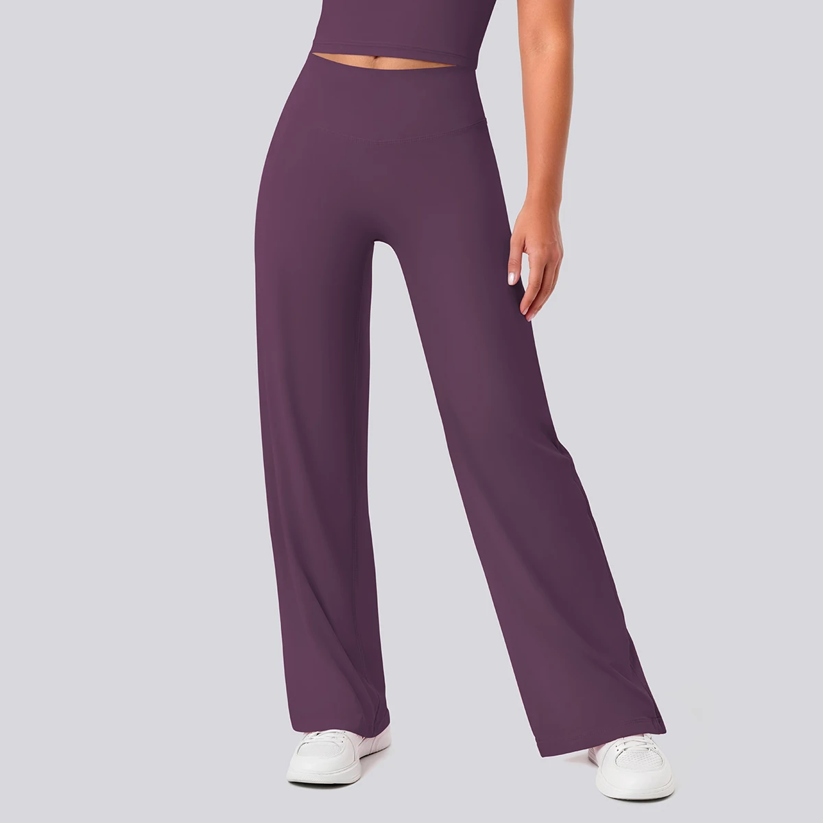 Rooftrellen Damen-Sporthose, Schlaghose, Hochgeschnittene, Lose Weite Hose, Einfarbig, Dünne Fitness-Sporthose für Frauen – Detail 21