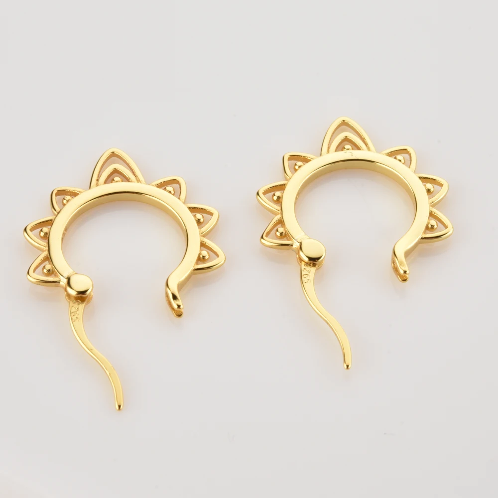 ANDYWEN 925 Sterling Silver Gold Flower Hoops Piercing Clips Pendientes Luxury Plain 2022 Women Wedding Jewelry Rock Punk Jewels