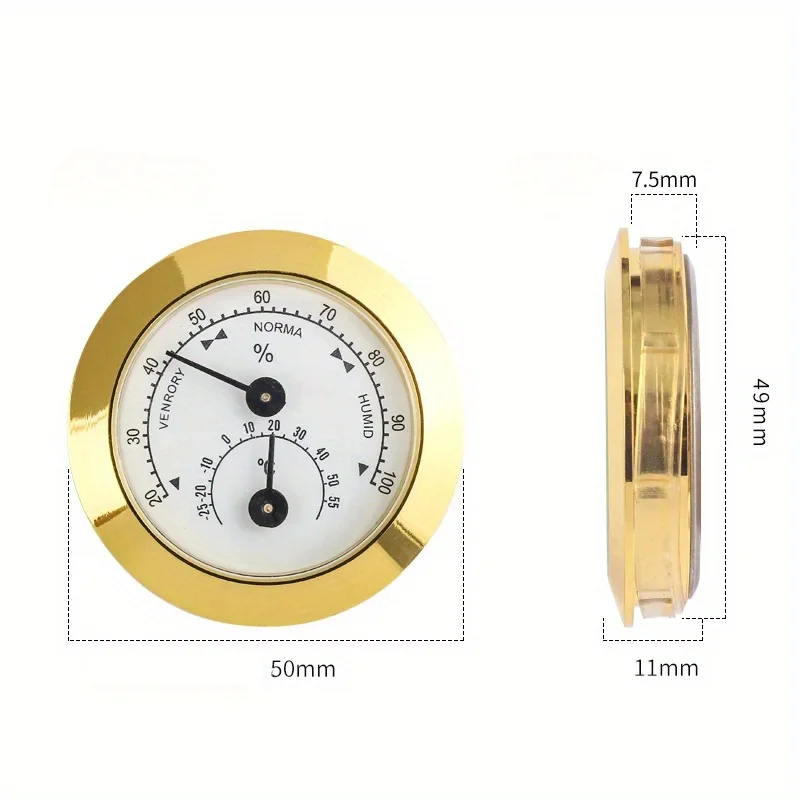 Round Precision Humidor Cigar Hygrometer Mini Portable Mechanical Accurate Humidor Hygrometer Humidity Gauge Cigars Accessories