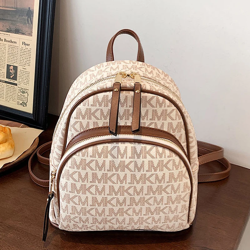 Fashion Designer Women\'s Backpack Vintage Print PU Leather Backpack Casual Anti theft Travel Backpack Girl 2023 New Backpacks