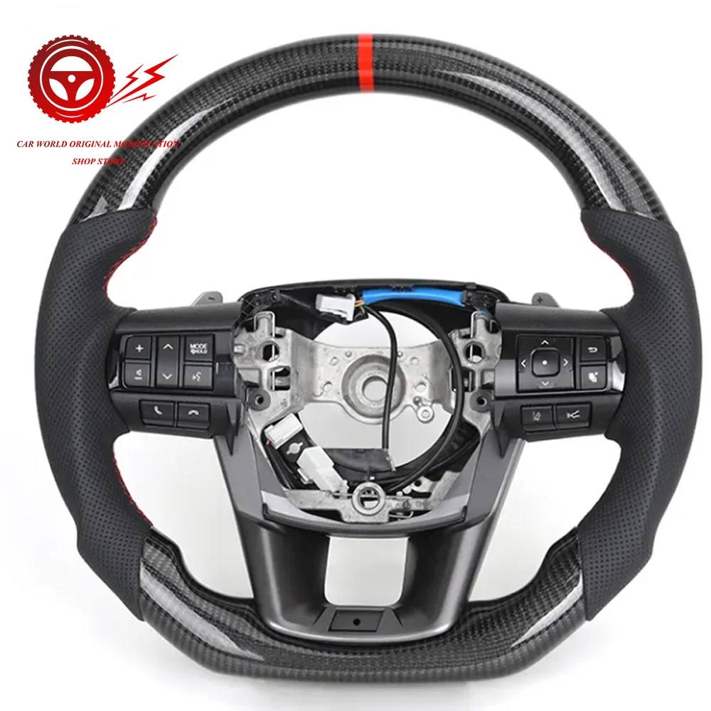 Half Perforated Leather Carbon Fiber Steering Wheel for Toyota Camry Avalon Corolla Crown Harrier RAV4 Hilux 2018-2022