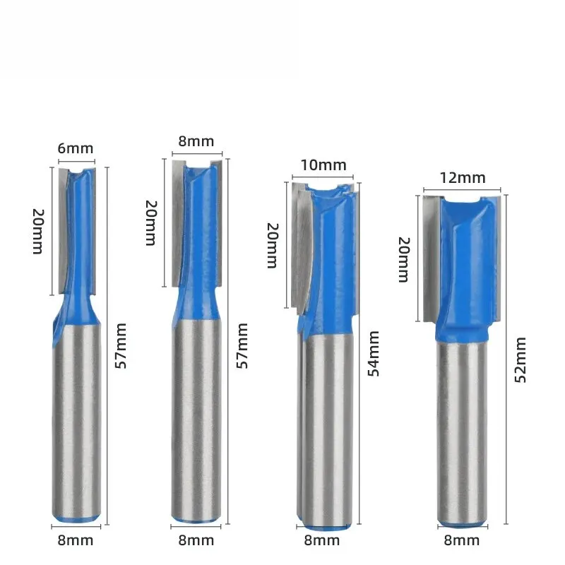 7 Pcs 8mm Shank Woodworking Milling Tools, Double-Edged Grooving Cutter Head, Electric Wood Trimming Machine Straight Knife