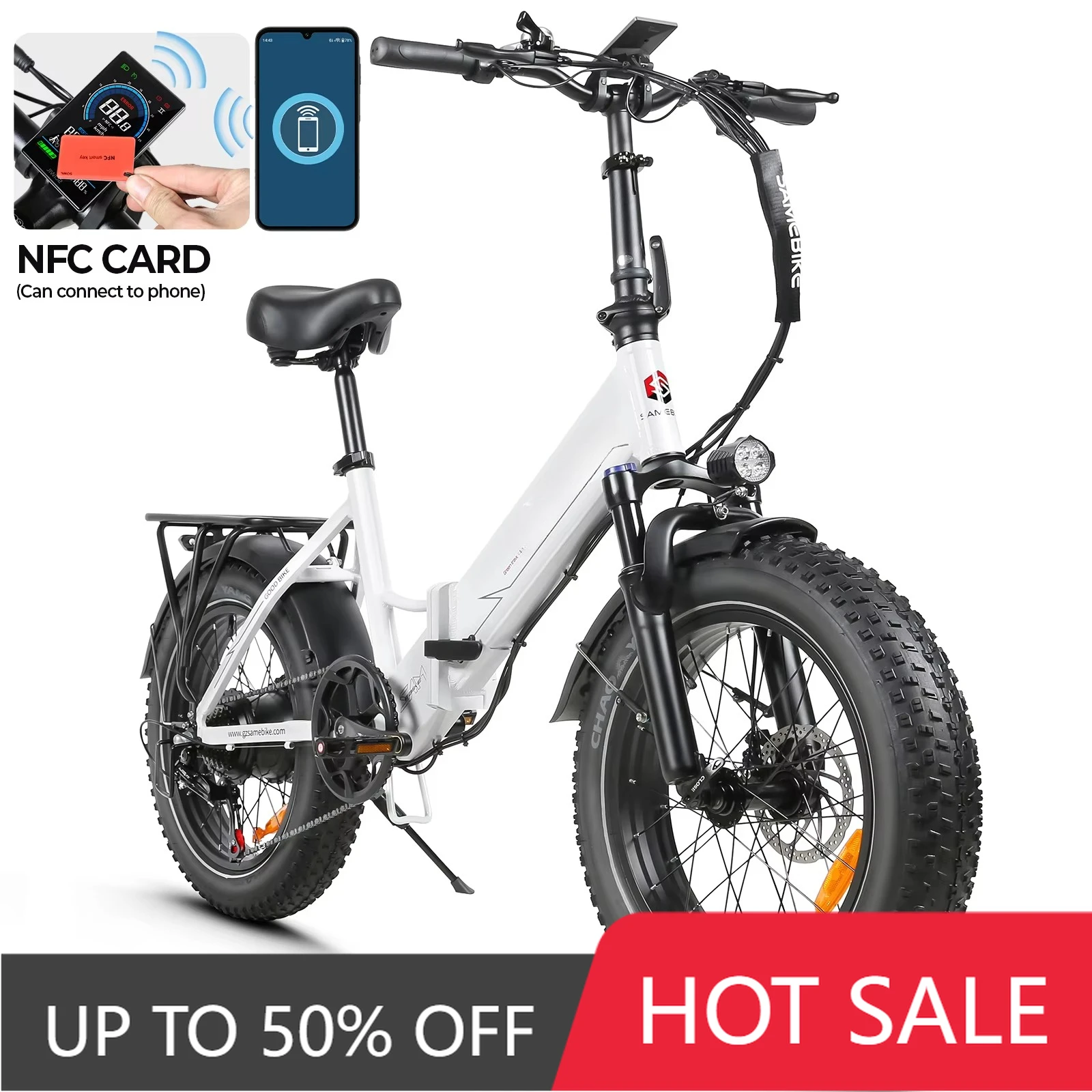 

JYF SAMEBIKE 20 * 4.0 fat tire electric hybrid bicycle 48v fat tire wheel rear hub motor lithium battery electric bicycle