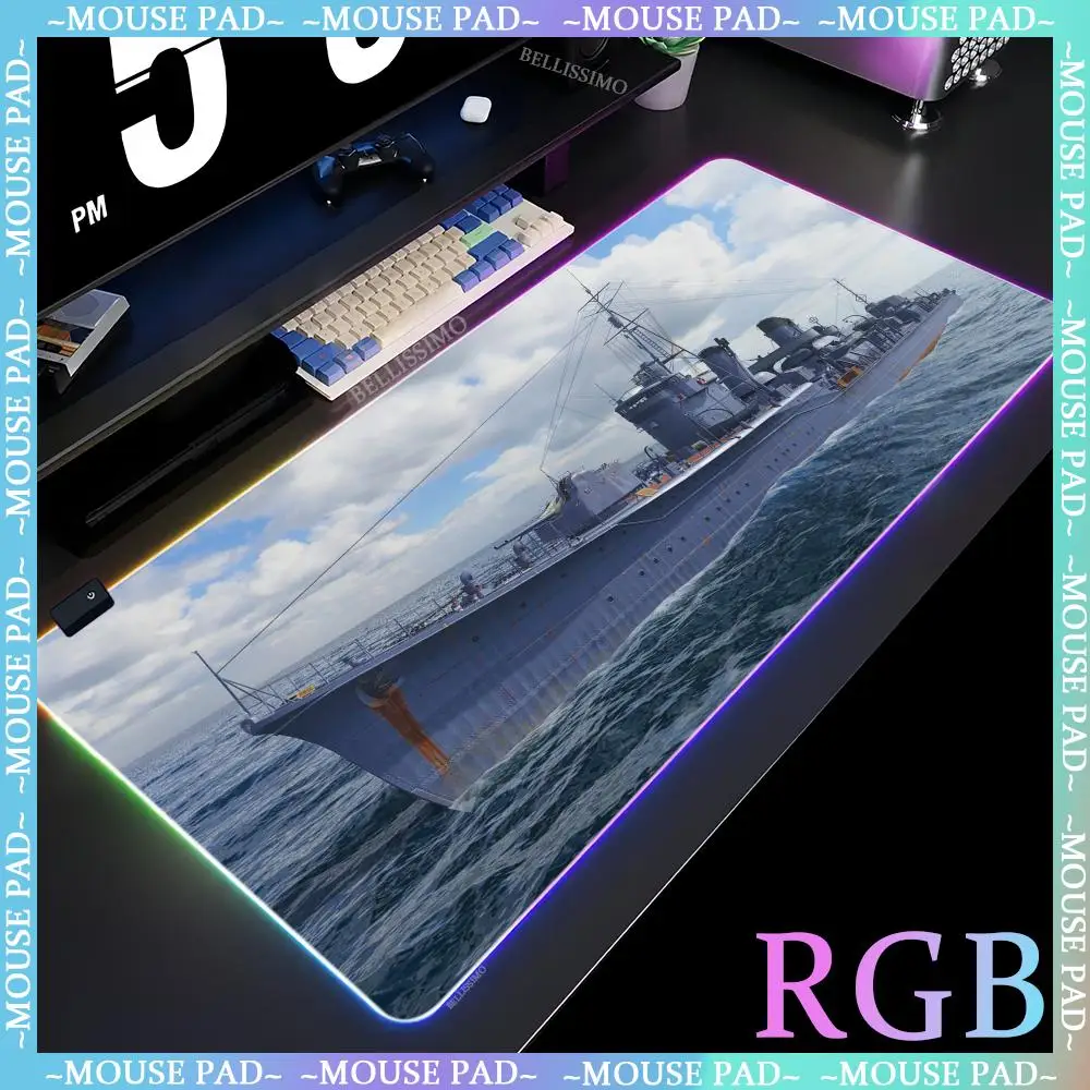 Warships_Tanks Gaming keyboard pad RGB Gaming RGB anime pad Computer desk pad RGB gaming mouse pad