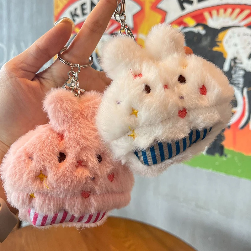 

Cute Cartoon Plush Rabbit Keychain For Girls Creative Bunny Stuffed Keyholder Kawaii Bag Pendant Decoration