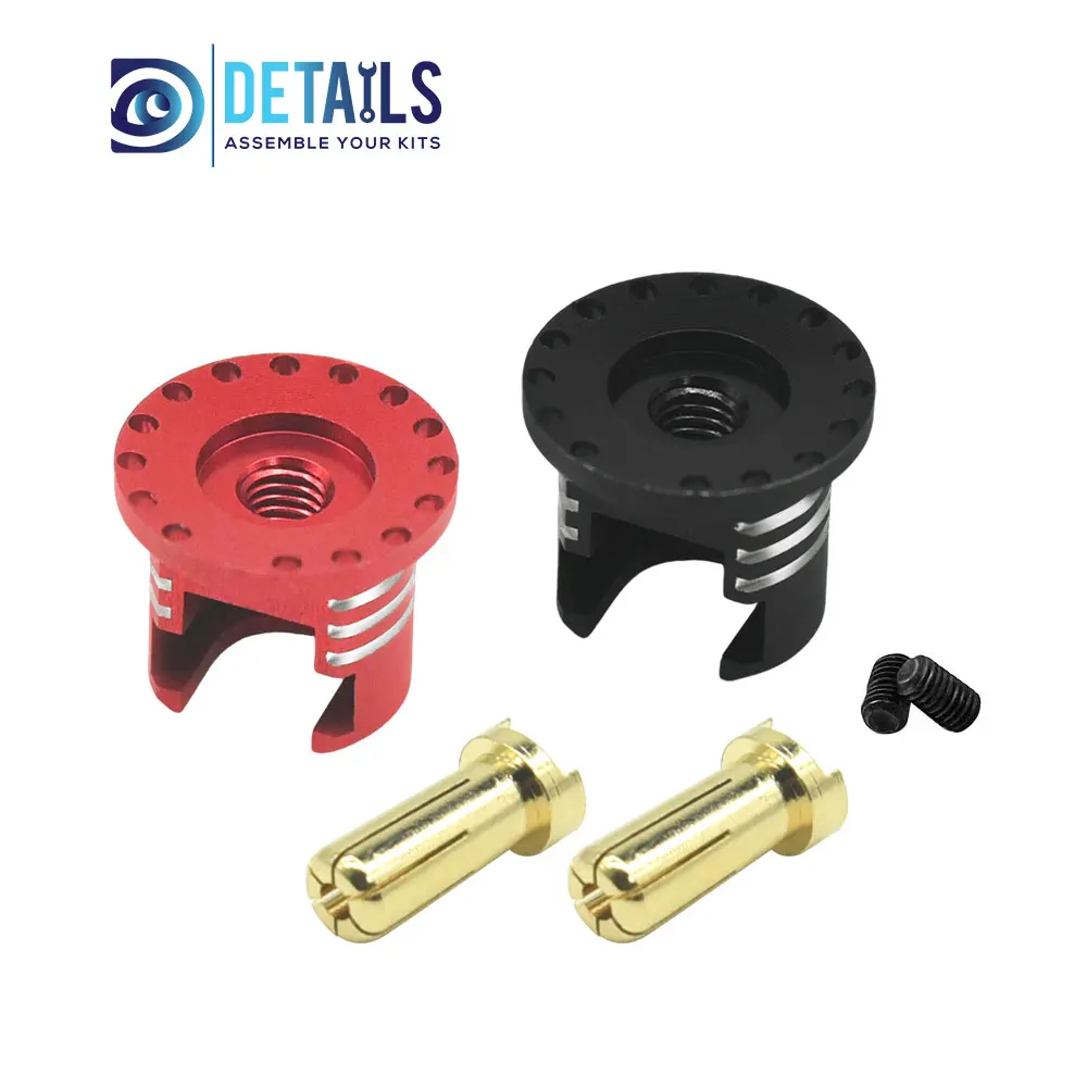 

Hobby Details Heatsink Bullet Plug Grips with 5mm Bullets (Black/Red) Low profile 5.0mm 14mm