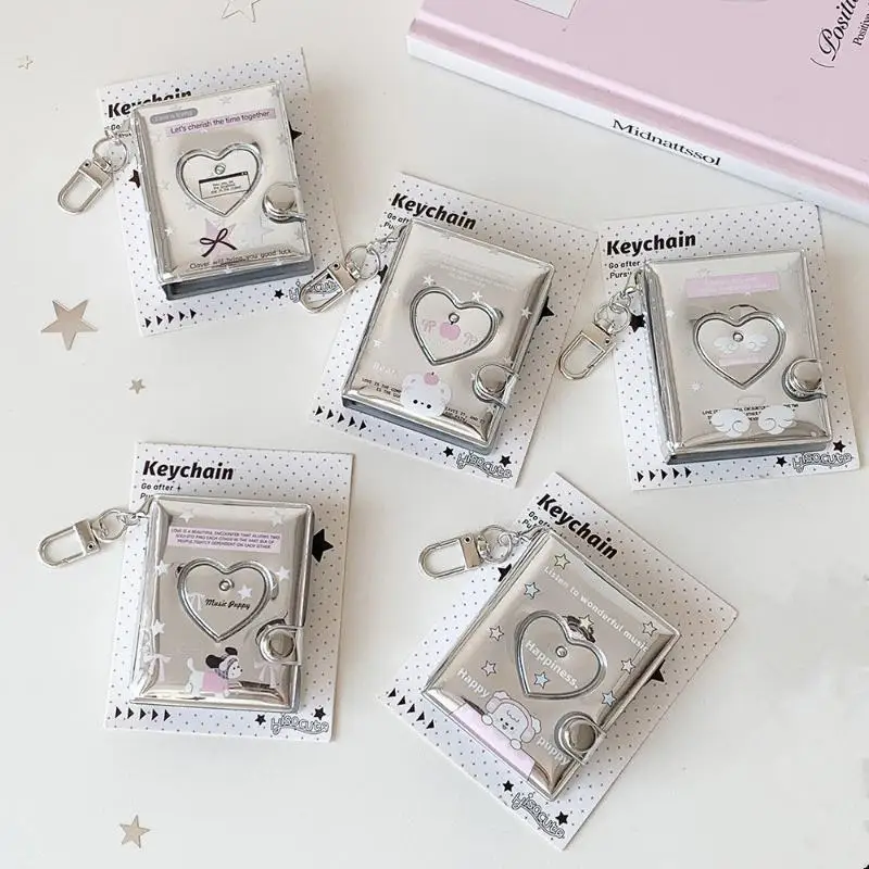 2 Inch Korean Photo Card Album for Idol Storage Cute Silver Design School Organizer for Girls Gift for Friends