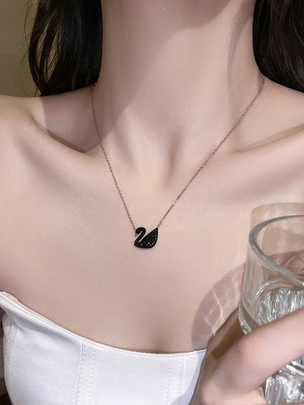 Collar con diseño de latido de corazón Bla Swan para mujer, cadena de clavícula versátil y a la moda, regalo de cumpleaños ...