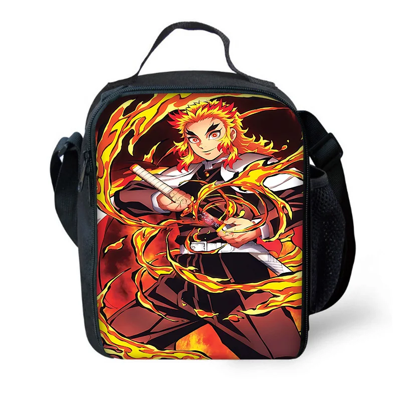 Demon Slayer Rengoku Kyoujurou Child  Large Capacity Bag for Boy  Girl Student Outdoor Picnic Resuable Thermal Cooler Lunch Box