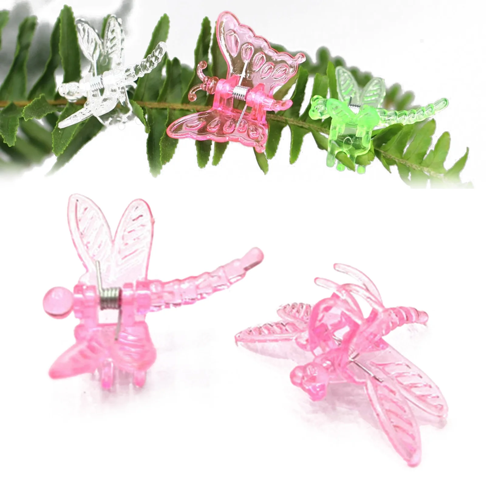 100pcs Plant Orchid Clips Transparent Color Garden Plant Dragonfly Clips Orchid Vine Securing Clip for Flower Vine Supporting