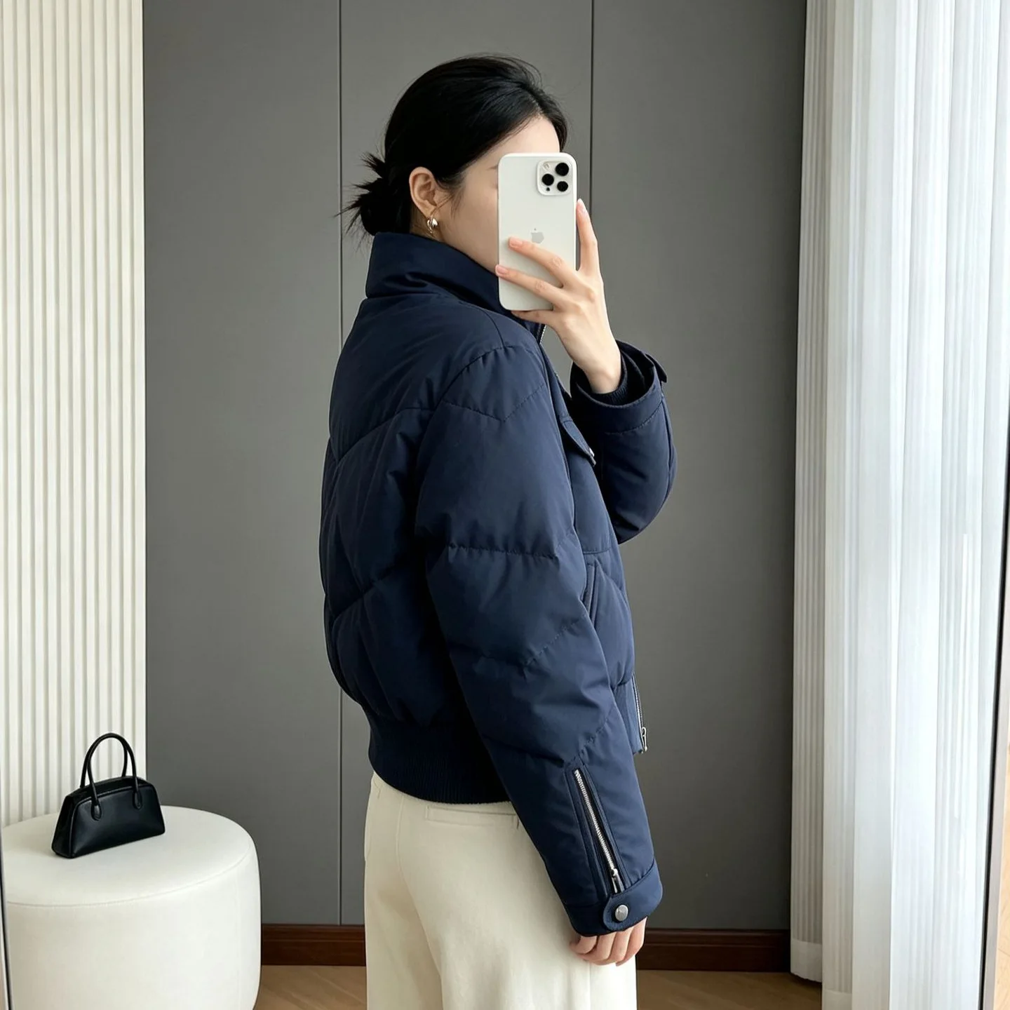 2026 winter new handsome workwear style stand up collar waist cinched warm cotton coat women short style cotton jacket