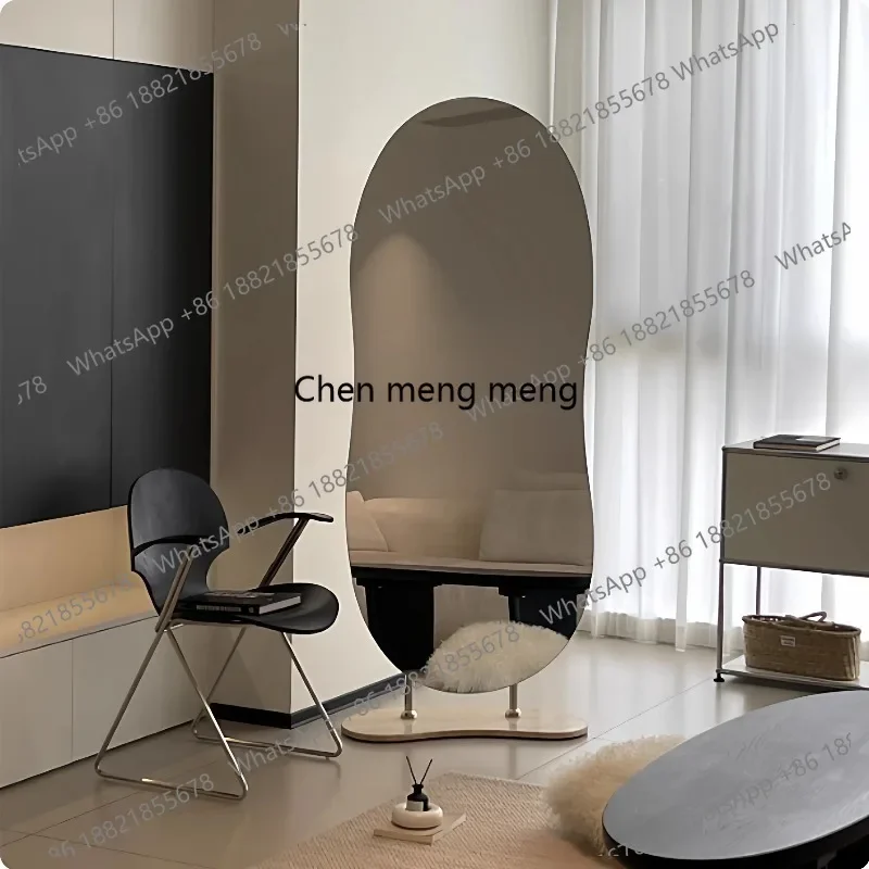 AB03  European Style Modern Creativity Design Peanut Mirror Advanced Marble Base High Definition Super White Landing Full-body M