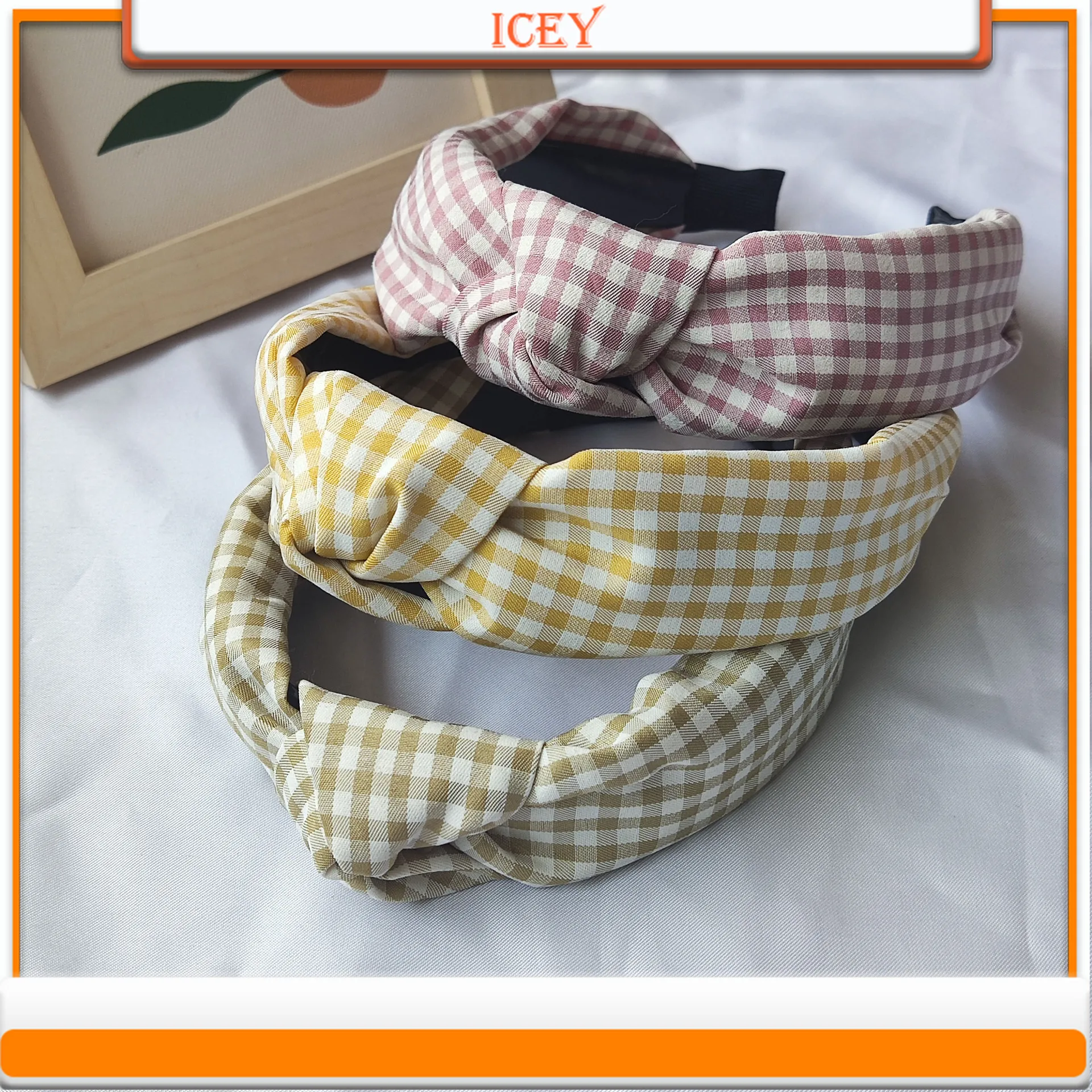 8pcs Wide Edge Headwear Small Grid Headbands Cross Knotting Headband Soft Bag Headband Pressing Hair Head Buckle Hair Hoop