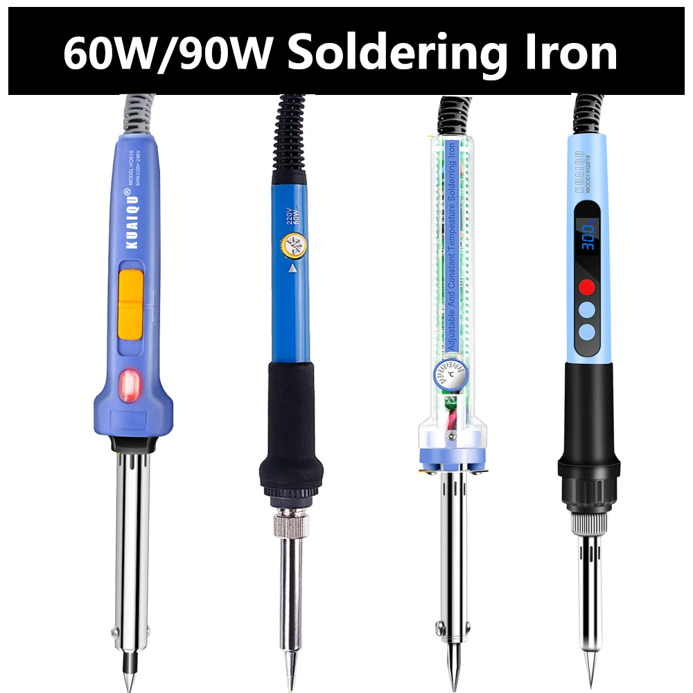 Adjustment Soldering Iron 60W 90W Digital Temp Temperature Electric Welding Repair Tool 220V EU Plug Ceramic Heat Pencil Tips