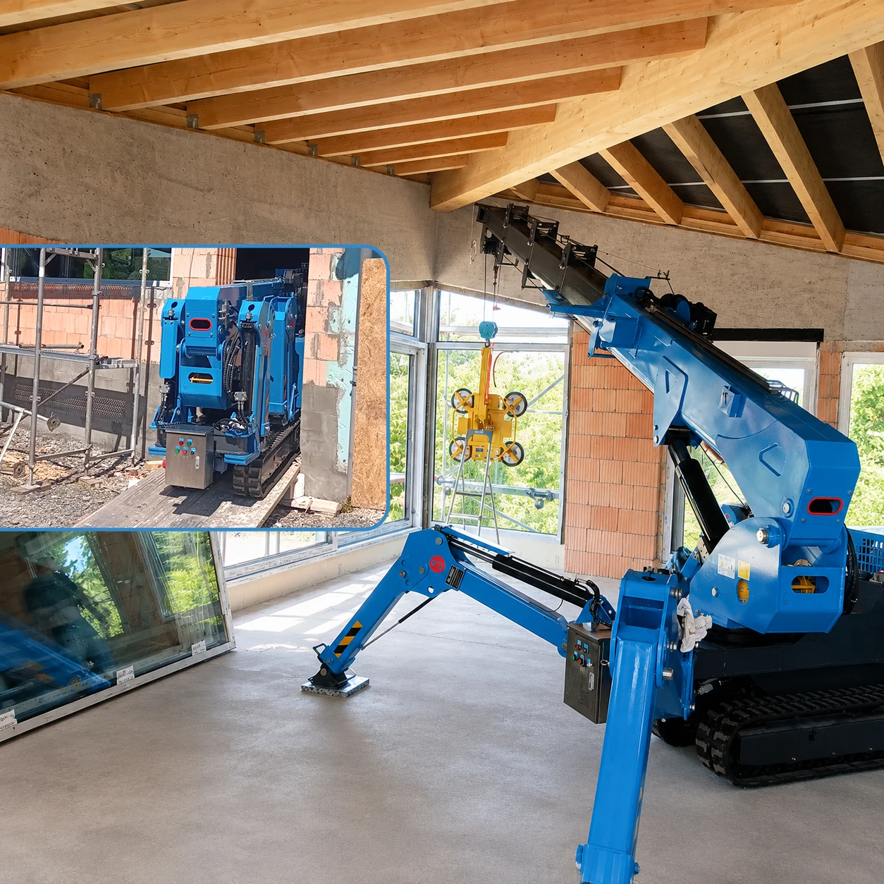YG Mobile Lifting Crawler 3 Ton Glass Installation Confined Spaces Remote Control Small Spider Crane With Man Basket