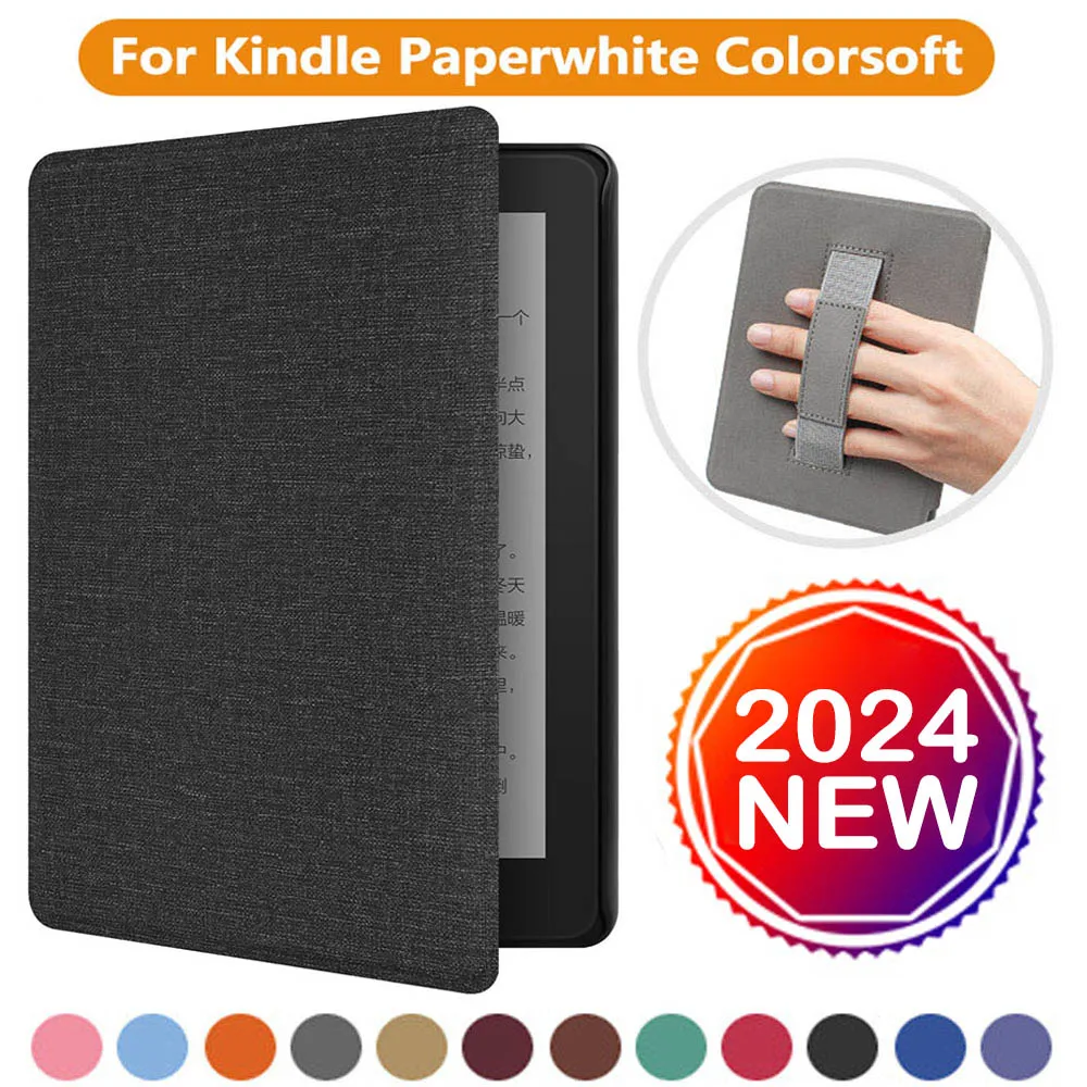 Handle Case For Kindle Paperwhite 2024 12th Generation Colorsoft 7 Inch Model No. SA569P SA568B Auto Wake/Sleep Shell Pouch 7”