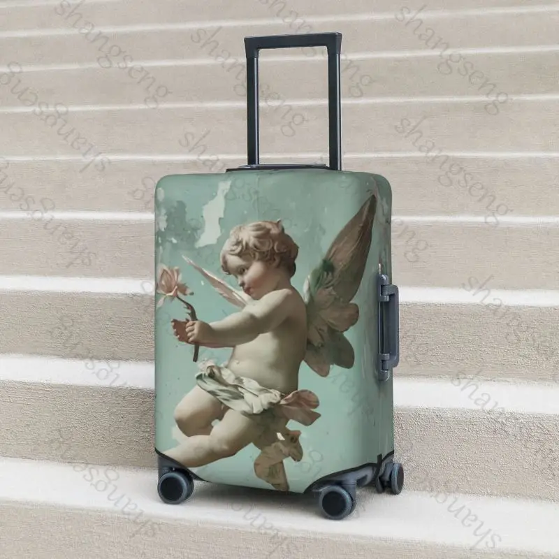 Vintage Rose Victorian Angel Travel suitcase protective case suitcase cover elastic protection, washable Luggage cover, 18-32 in
