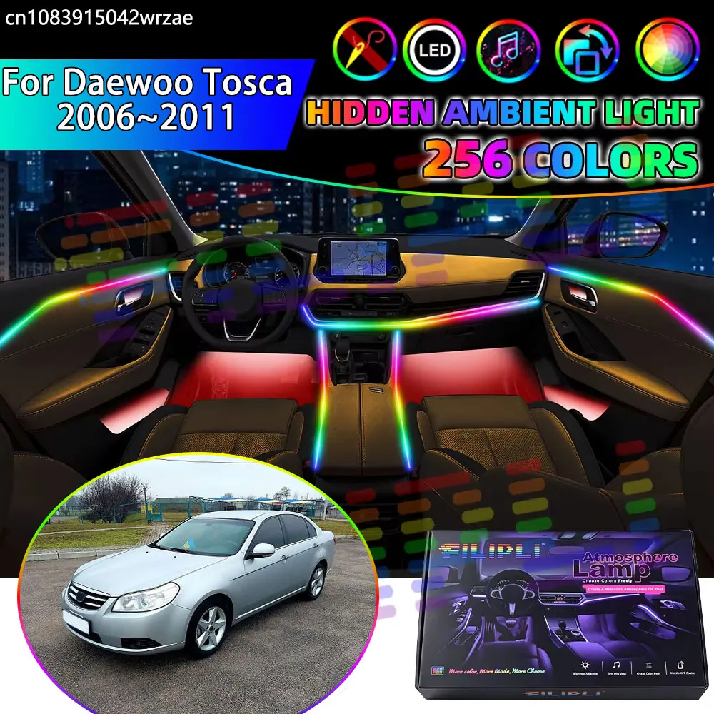 For Daewoo Tosca 2006~2011 Chevrolet 2007 RGB Car Interior Ambient Lights Strips Breathing Lighting Kit App Control LED strips