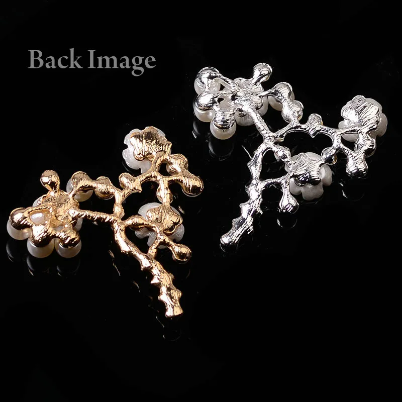 5Pcs Alloy Creative Gold Pearls Pendant Button Leaf style for DIY Earrings Choker Hair Jewelry Accessories Handmade Craft 45*47