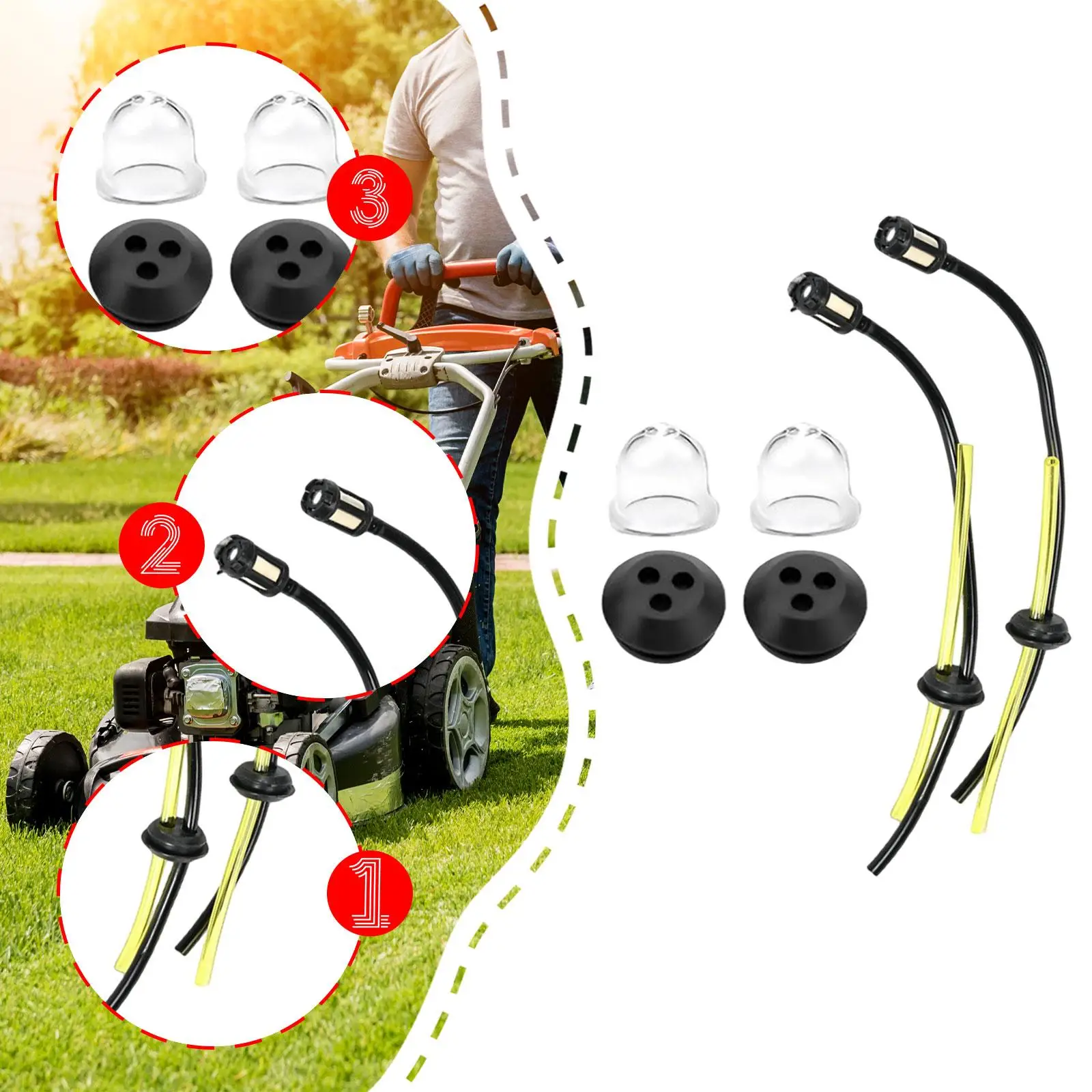 

6x Fuels Lines 22 cm Fitting Flexible Lawnmower Fuels Hoses for Lawn Mower Accessories Trimmer Garden Power Tools Brush Cutter