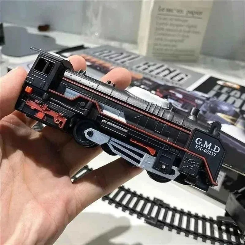 Electric Freight Train Set with Light Up Tracks Classic Railway Model Toy Kids Birthday Gift Interactive STEM Educational Toy