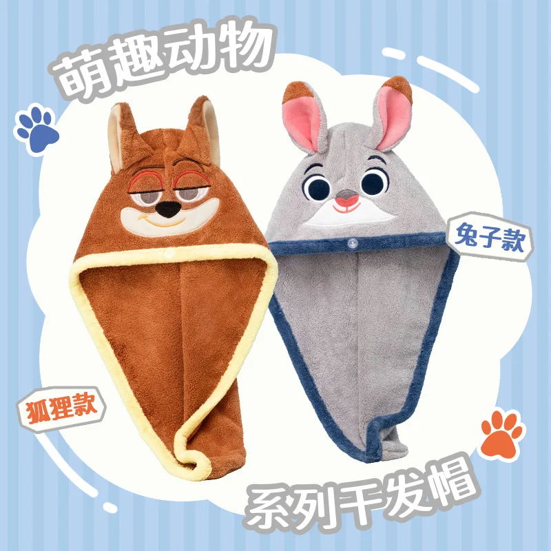 

New Disney Nick Wilde Judy Hopps Dry Hair Cap Cute Girlfriend Winter Thick Bath Cap Cos Girl Gift