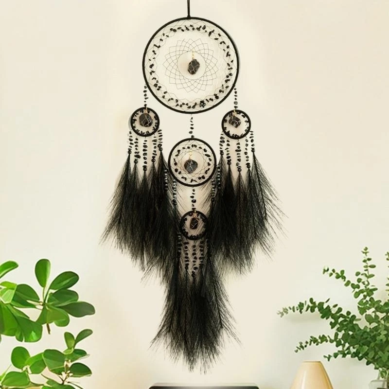 Dreamcatchers con hierba pampadas y piedra para mejorar las serenidades