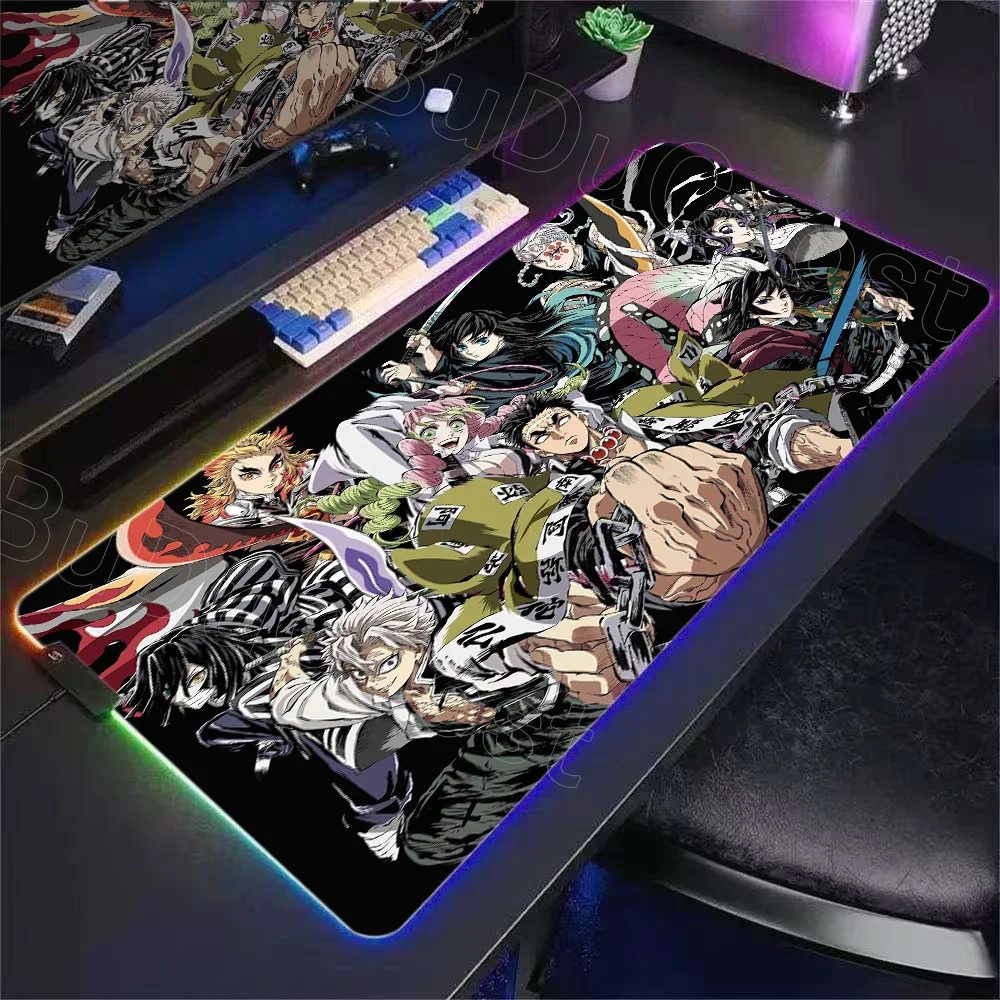 

Коврик для мыши RGB Xxl 900 × 400 мм Коврик для мыши Аниме Demon Slayer Коврик для компьютерной клавиатуры Офисный ковер Игровой коврик для мыши Cool PC Большой настольный коврик