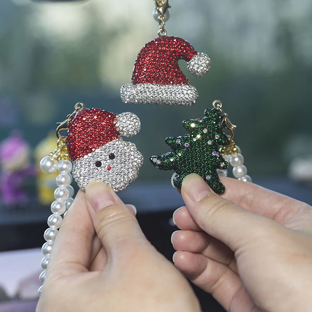 

Santa Claus rearview mirror pendant, Austrian rhinestone inlay, Christmas tree pendant, Christmas gift, car decoration