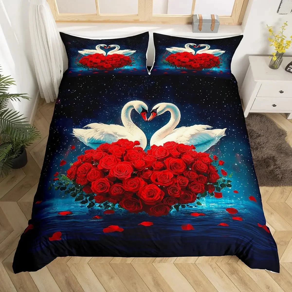 juego-de-funda-de-edredon-floral-con-rosas-rojas-tamano-individual-o-queen-juego-de-ropa-de-cama-con-estampado-de-cisnes-blancos-y-rosas-romanticas