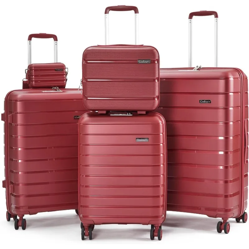 Luggage Sets 5 Piece, Suitcases with Wheels, PP Hard Case Luggage with TSA Lock Spinner Wheels, Carry On Luggage Set