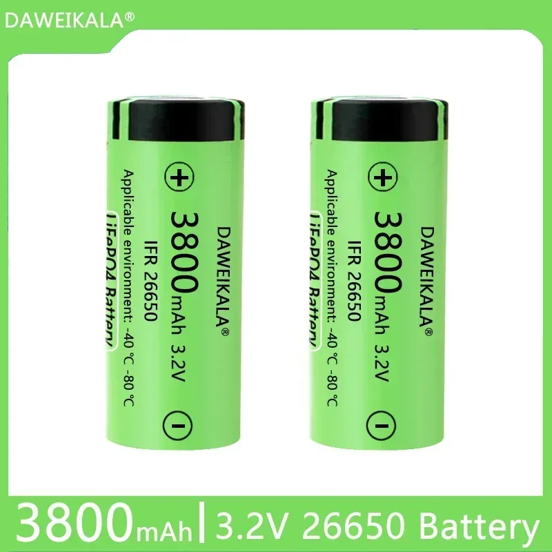 New 26650 3.2V 3800mAh LiFePO4 Li-Fe Rechargeable Battery for e-Bike Tria TRH25 Laser Flashlight SunKing Pro solar light