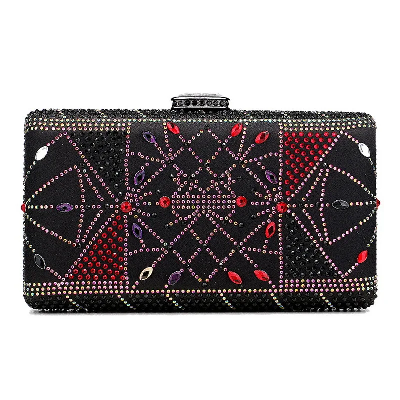 

Exquisite Shiny Diamond Studded Evening Bag Elegant Formal Dress Clutch Africa Style Wedding Party Geometric Patterns Handbag