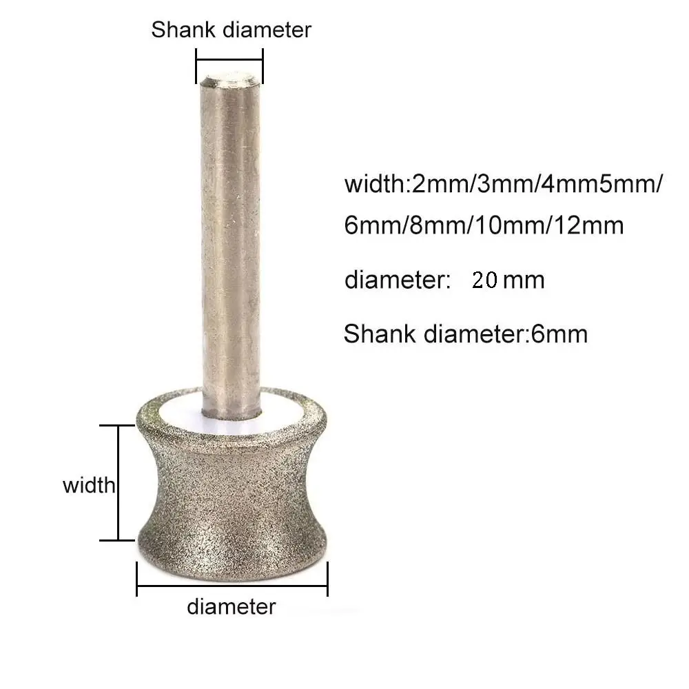 2-12mm Concave Diamond Grinding Wheel Shank Diameter 6mm for Glass Jade Ceramic Concave Diamond Polishing Wheel